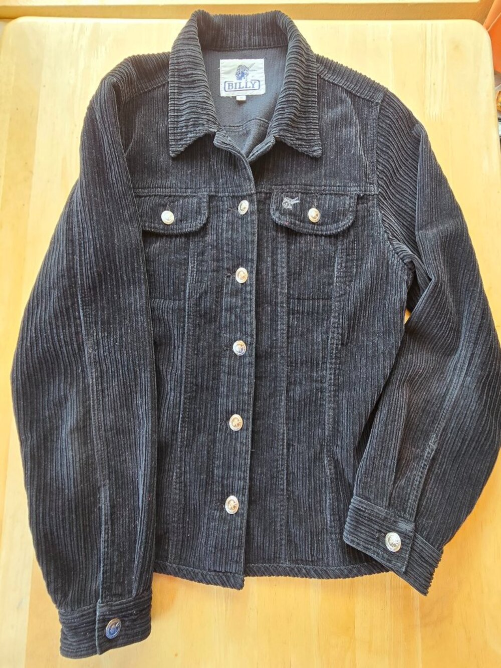 Billy Brand Black 100% Cotton Corduroy Medium Button-Up Machine Wash Jacket